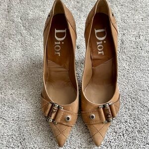 Vintage Dior Women's Beige/Tan Leather Heels